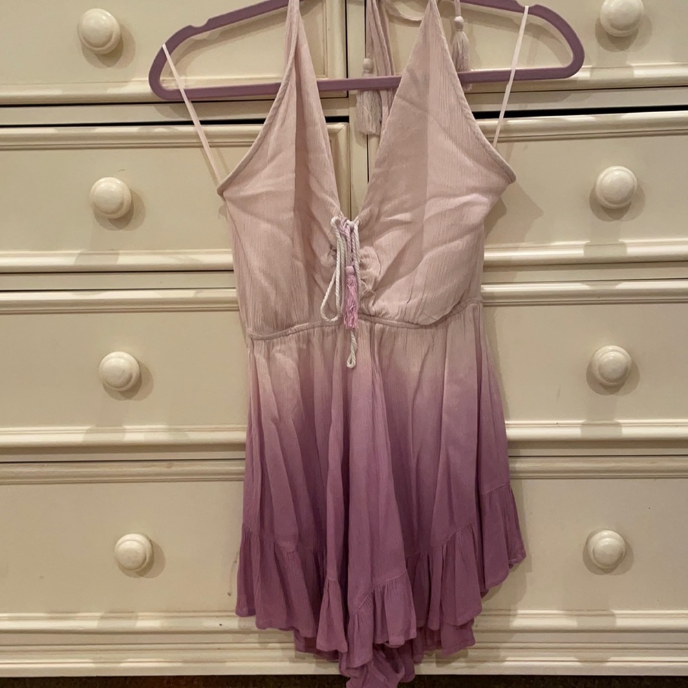 Purple ombré Halter Top Romper Tie Front